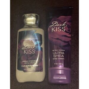 BATH & BODY WORKS *DARK KISS* BODY LOTION 8 OZ & BODY CREAM 8 OZ SHEA VITAMIN E